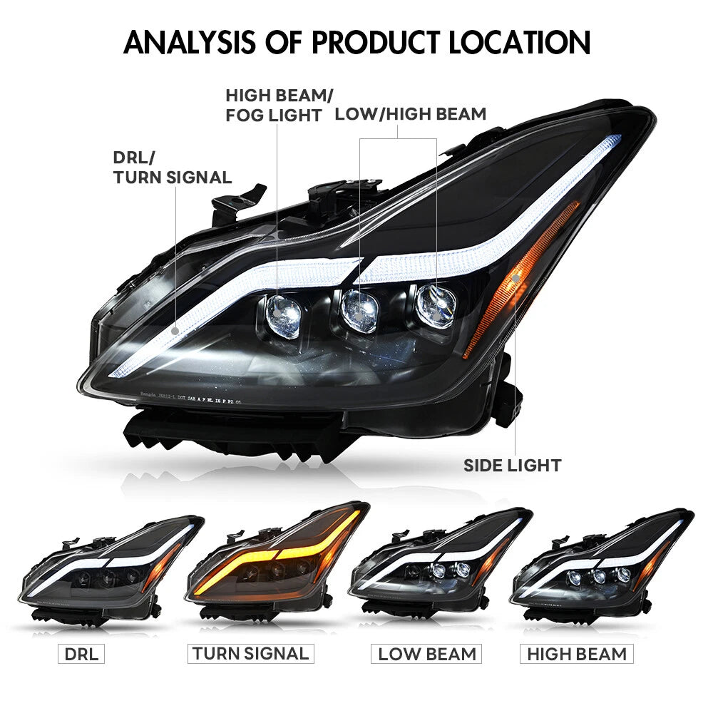 GTR Style LED Headlights for INFINITI G37 Q60 coupe (VQTR-37c)