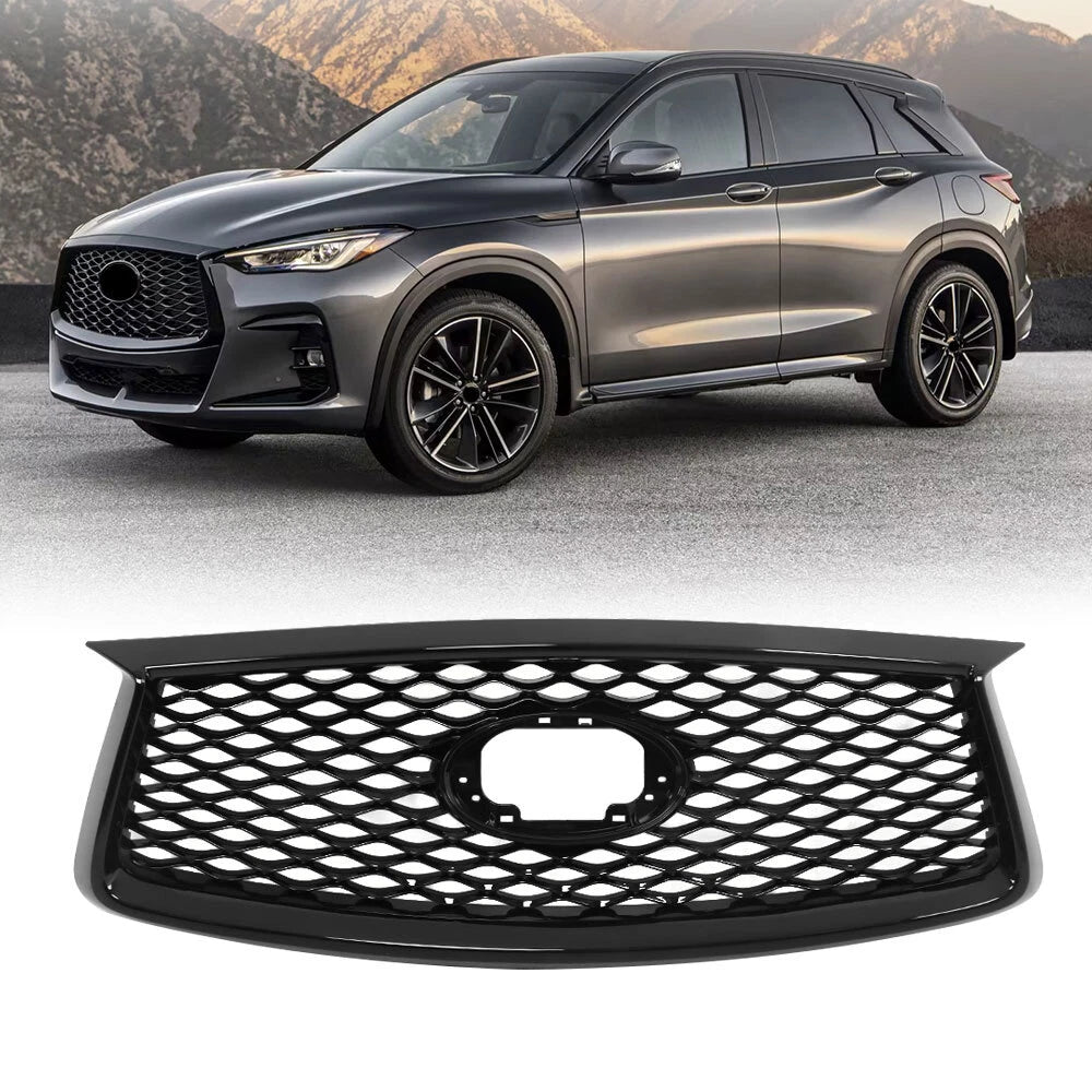 Gloss Black Upper Grill for 2019-2023 INFINITI QX50 (With Camera Option)