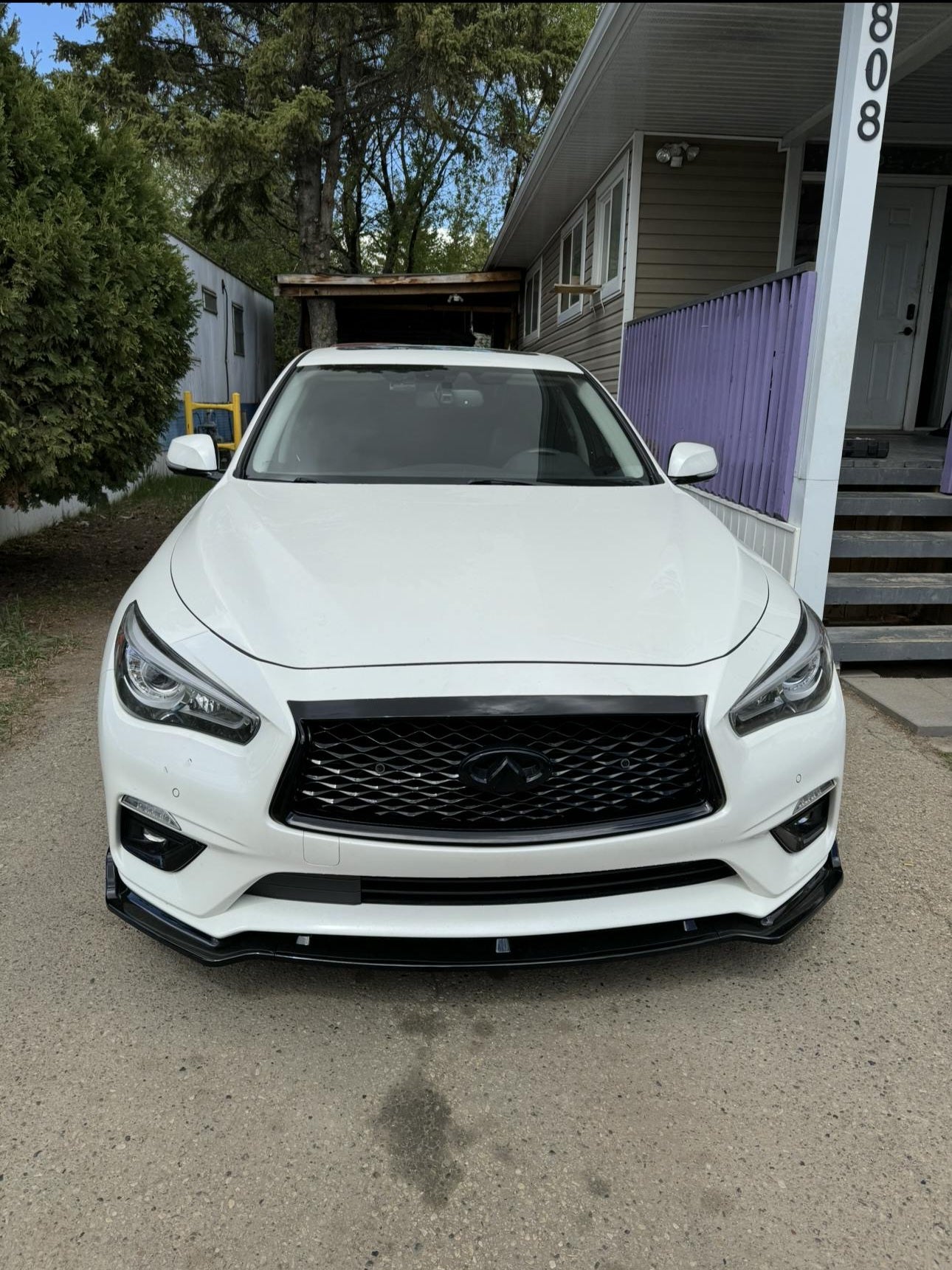 Front Bumper Lip Splitter Diffuser For Infiniti Q50 Q60 – Black & Red With Strut Rods – KEEPDSGN